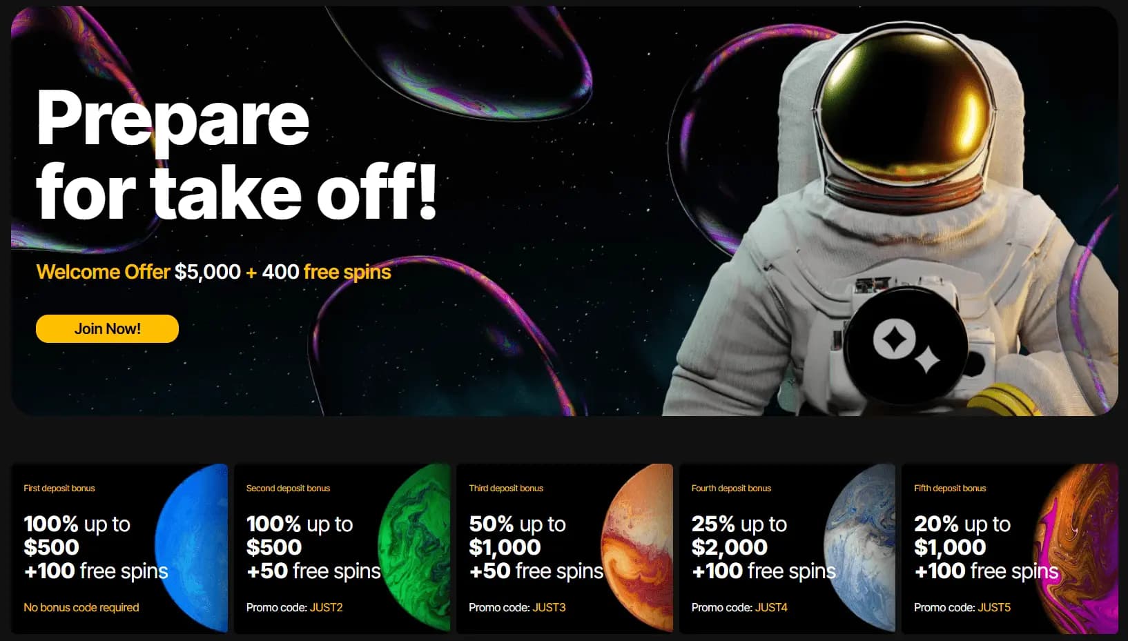 justcasino bonuses and free spins